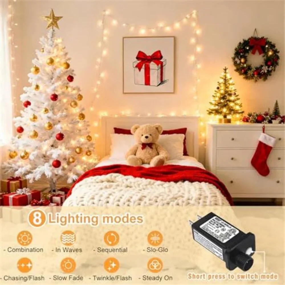 66FT 200 LED String Lights Outdoor Indoor Christmas Fairy Twinkle Warm White